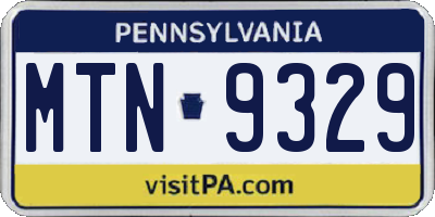 PA license plate MTN9329
