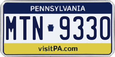 PA license plate MTN9330