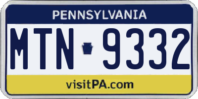 PA license plate MTN9332