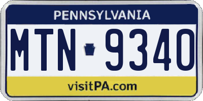 PA license plate MTN9340