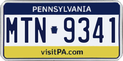 PA license plate MTN9341