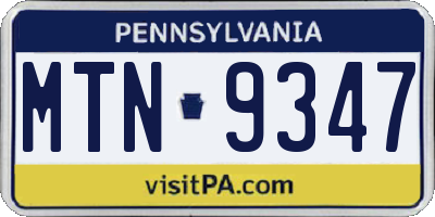 PA license plate MTN9347