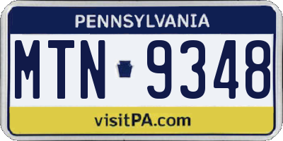 PA license plate MTN9348