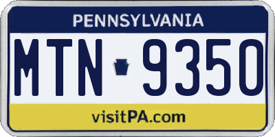 PA license plate MTN9350