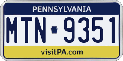 PA license plate MTN9351