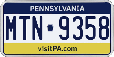 PA license plate MTN9358