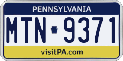 PA license plate MTN9371