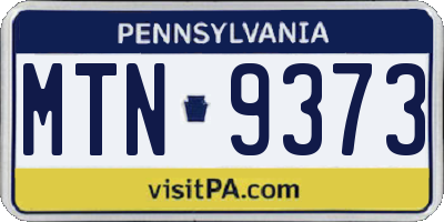 PA license plate MTN9373