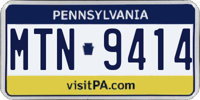 PA license plate MTN9414