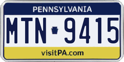 PA license plate MTN9415