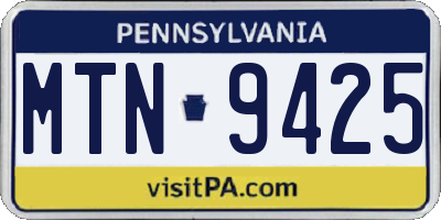 PA license plate MTN9425