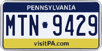 PA license plate MTN9429