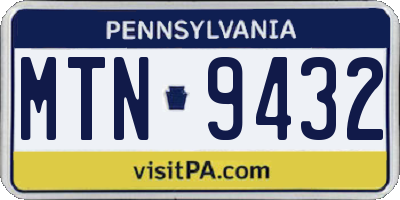PA license plate MTN9432
