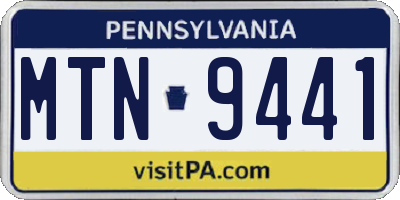 PA license plate MTN9441