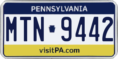 PA license plate MTN9442