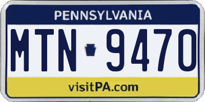 PA license plate MTN9470