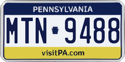 PA license plate MTN9488