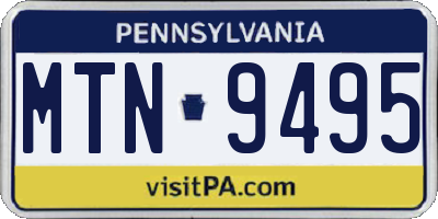 PA license plate MTN9495