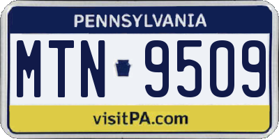 PA license plate MTN9509