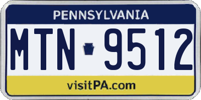 PA license plate MTN9512