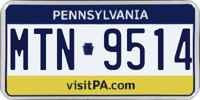 PA license plate MTN9514
