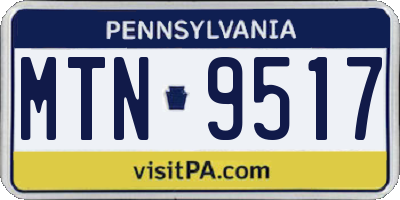 PA license plate MTN9517