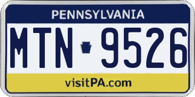 PA license plate MTN9526