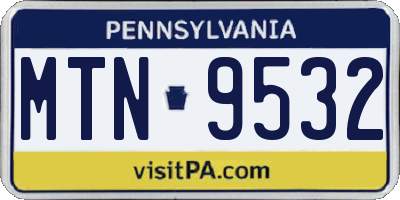 PA license plate MTN9532