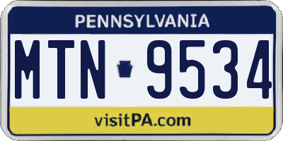 PA license plate MTN9534