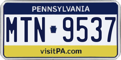PA license plate MTN9537