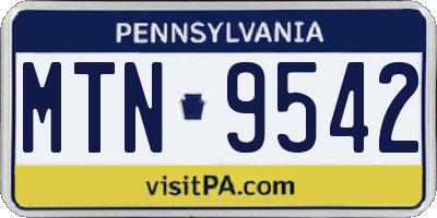 PA license plate MTN9542