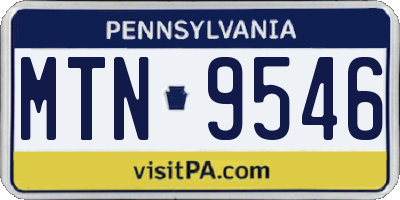 PA license plate MTN9546