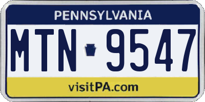 PA license plate MTN9547