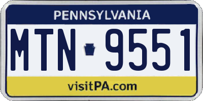 PA license plate MTN9551