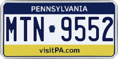 PA license plate MTN9552