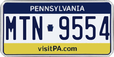PA license plate MTN9554