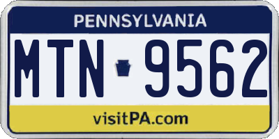 PA license plate MTN9562