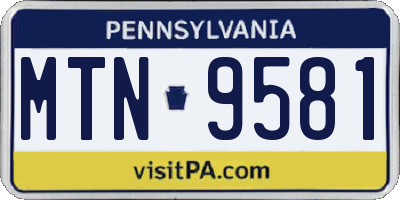 PA license plate MTN9581