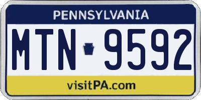 PA license plate MTN9592