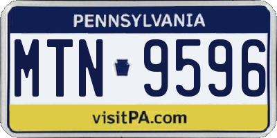 PA license plate MTN9596