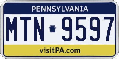 PA license plate MTN9597