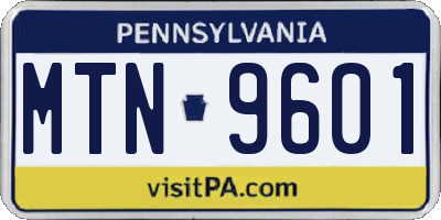 PA license plate MTN9601