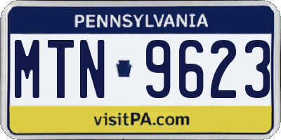 PA license plate MTN9623