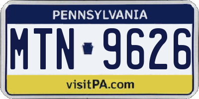 PA license plate MTN9626