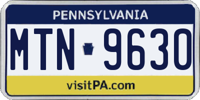 PA license plate MTN9630