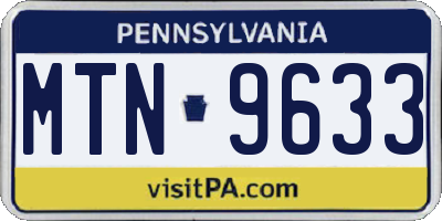 PA license plate MTN9633