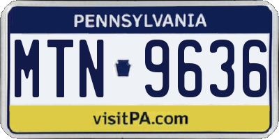 PA license plate MTN9636
