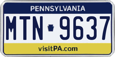 PA license plate MTN9637