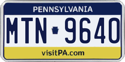 PA license plate MTN9640