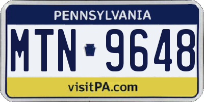 PA license plate MTN9648
